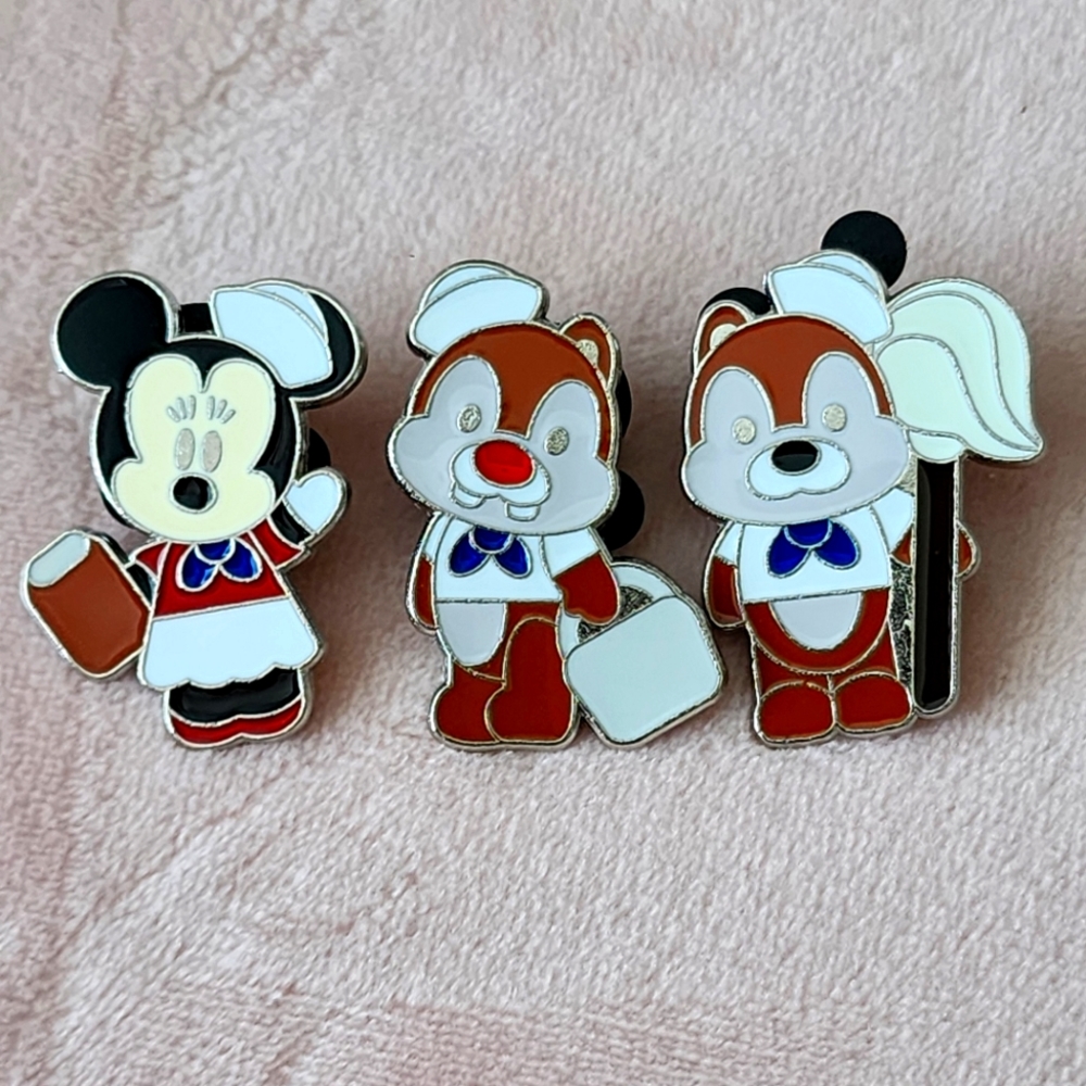Disney Sailor Pin Set of 3 Chip n Dale and Minnie Mouse